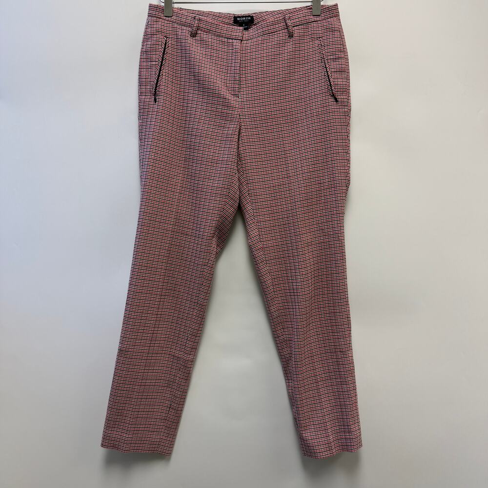 Worth NY Preppy Red Checkered Slim Leg Trouser Sz 4